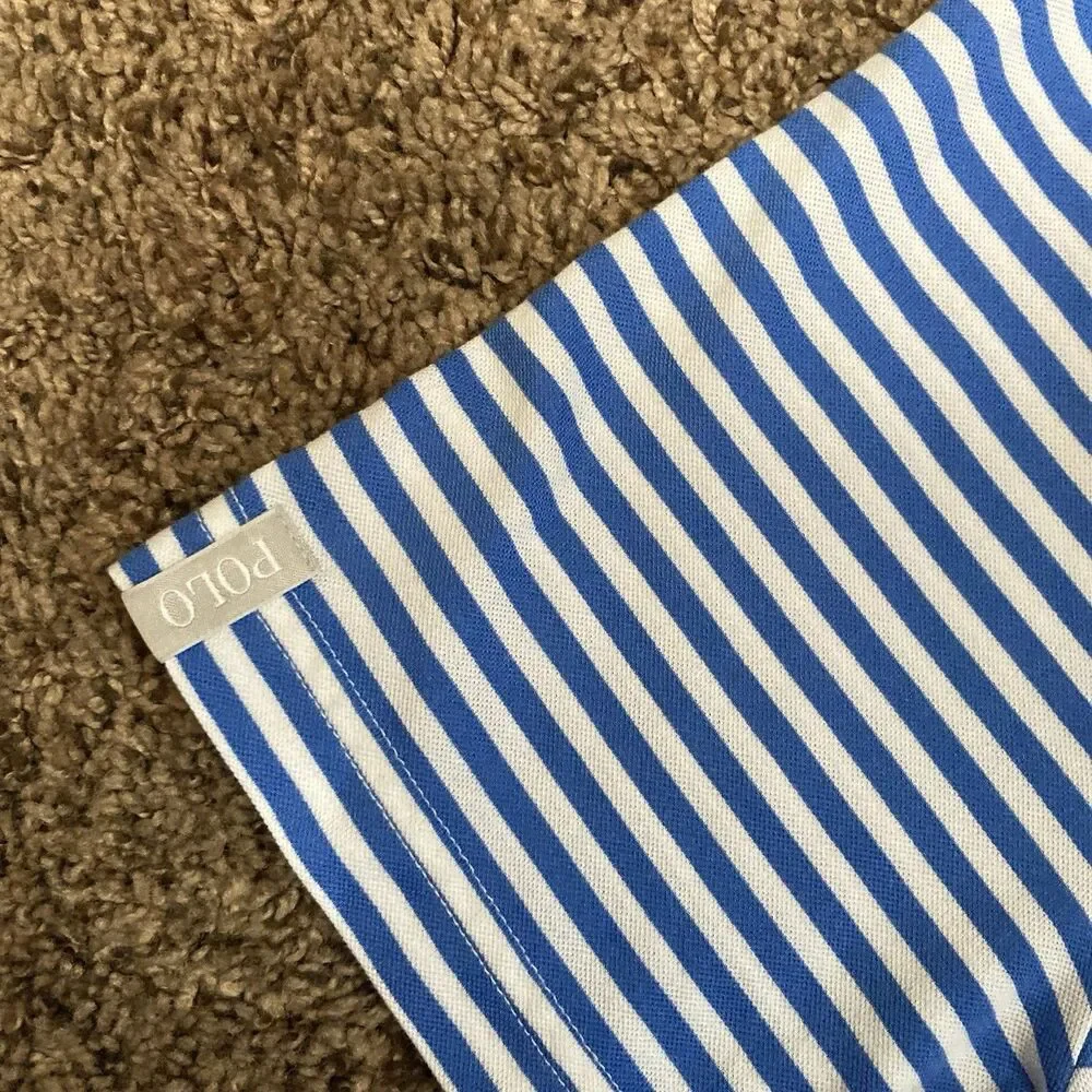 Ralph Lauren Polo Shirt Mens S Blue White Striped Pro Fit Short Sleeve Cotton